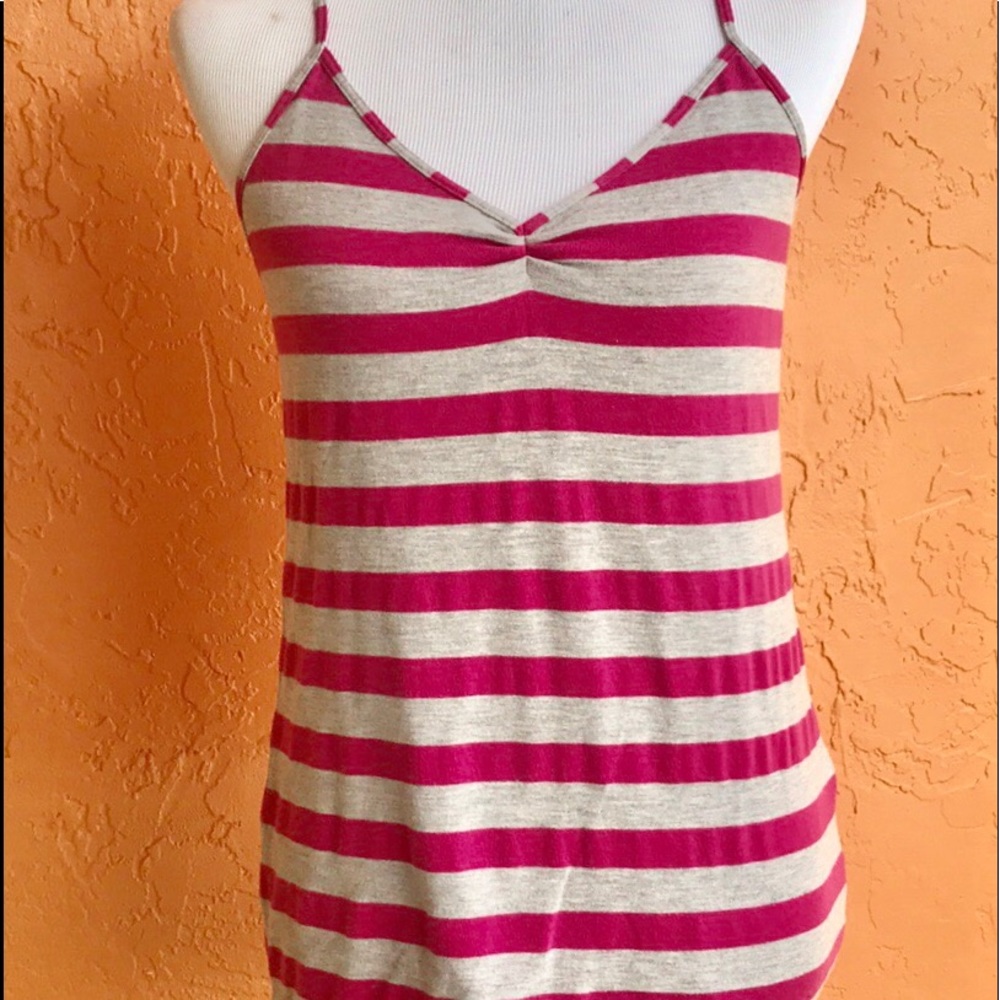 💐Katrina pink and gray crisscross back tank top